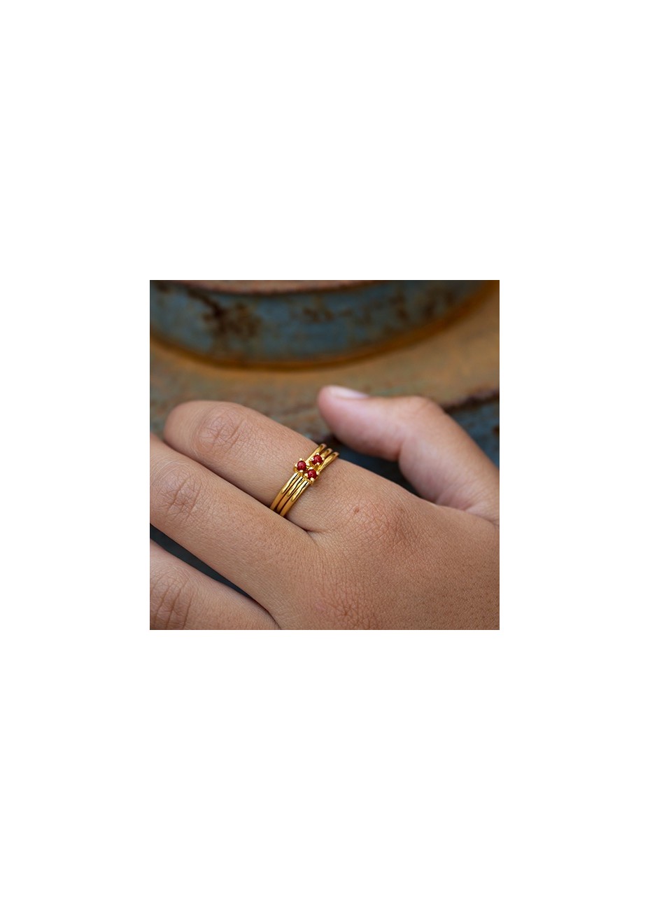 Anillo en Plata Chatón 2,5mm Coral Gold