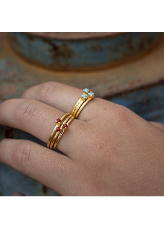 Anillo en Plata Chatón 2,5mm Coral Gold