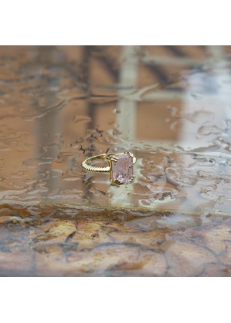 Anillo en Plata Ann Antico Cuarzo Rosa Gold