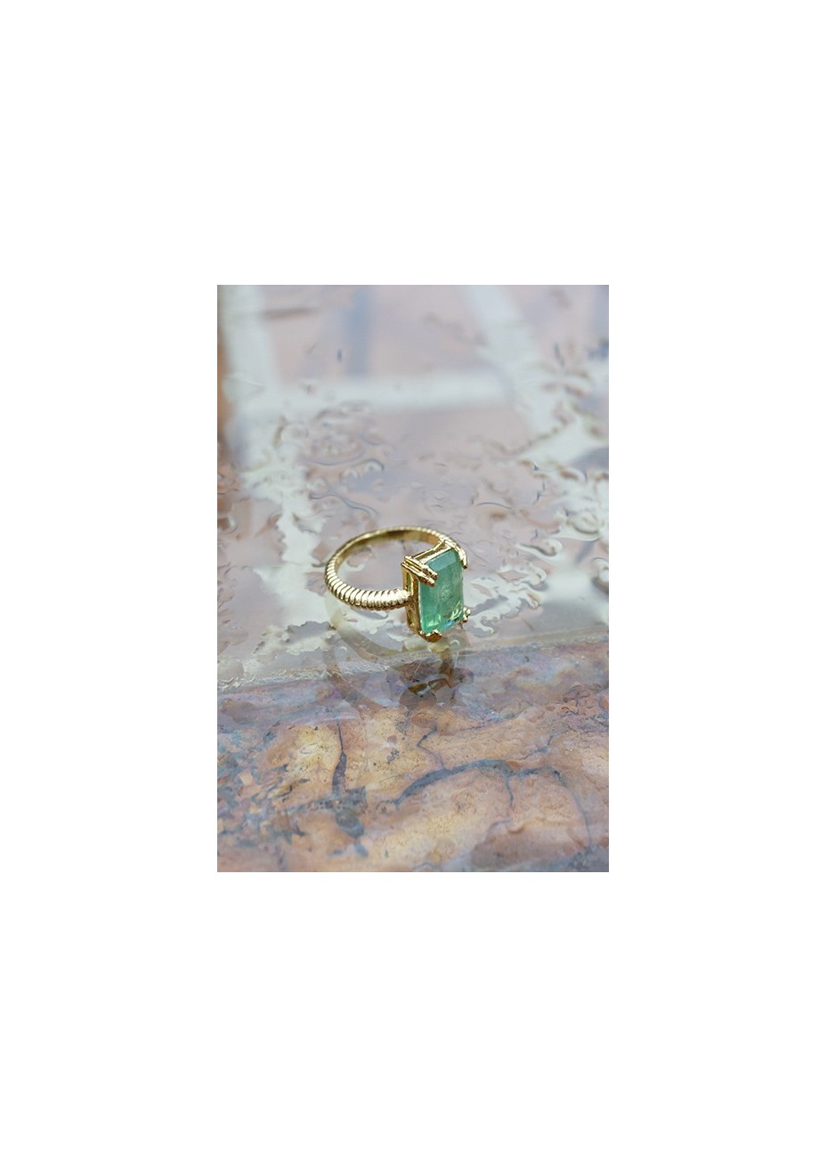 Anillo en Plata Ann Antico Cuarzo Verde Gold