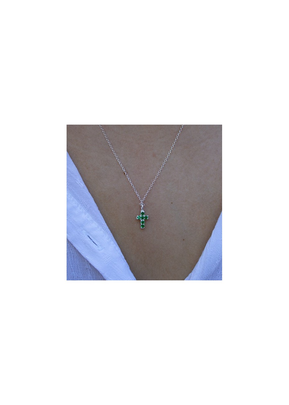 Colgante y Cadena en Plata Rood Esmeralda Sintética Silver