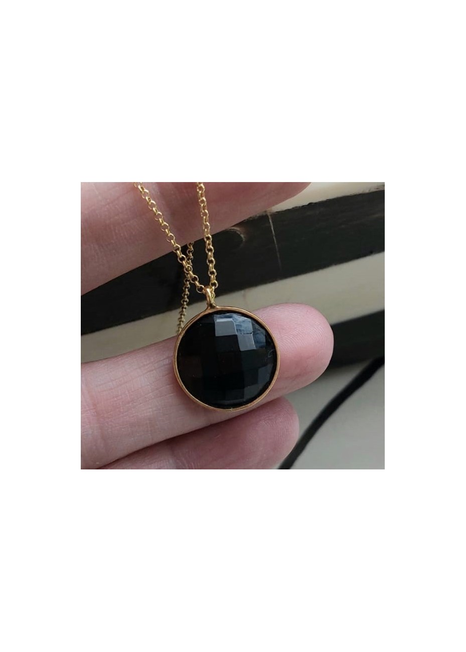 Colgante y Cadena en Plata Giol 16 y Onix Gold