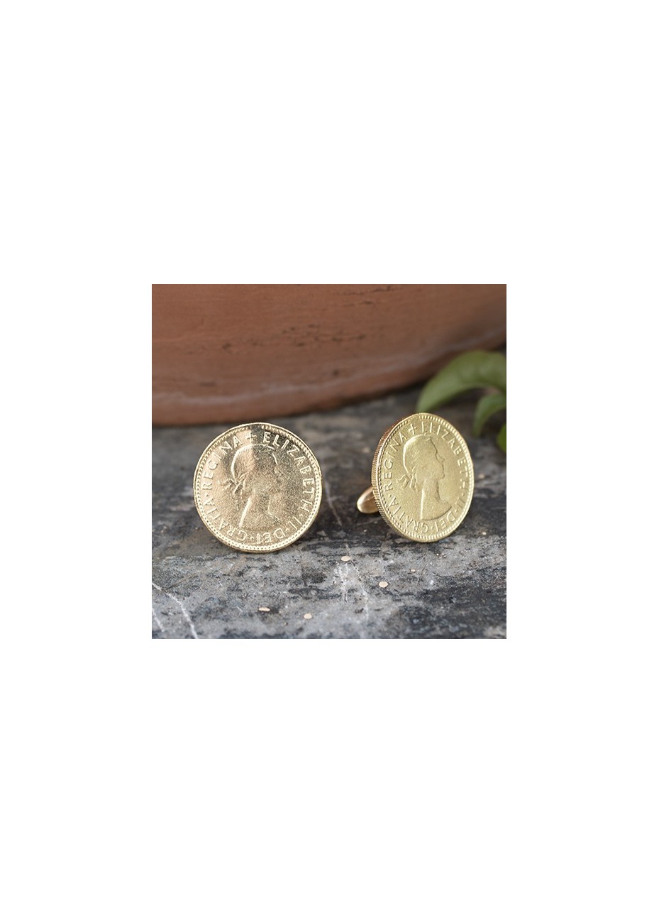 Gemelos Monedas Koin 20mm en Plata Gold