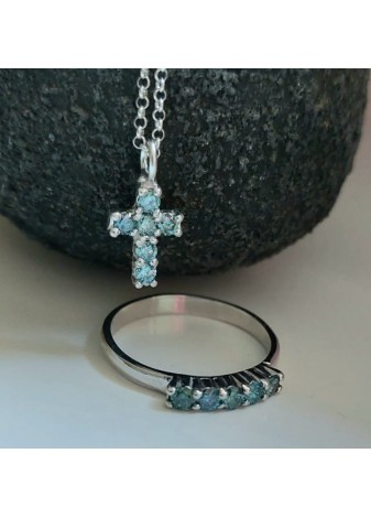 Anillo en Oro Blanco Cinq Blue Diamond