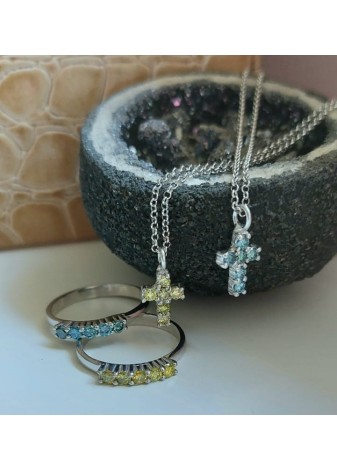 Anillo en Oro Blanco Cinq Blue Diamond