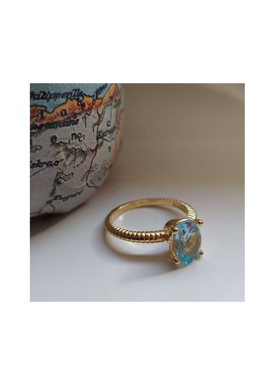 Anillo en Plata Narubi Aguamarina Semiprecioso Gold