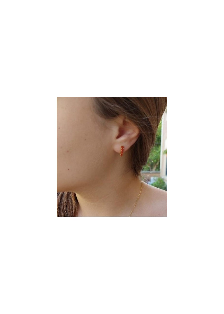 Pendientes en Plata Cinq Coral Gold
