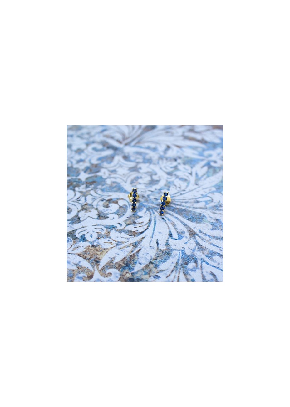 Pendientes en Plata Cinq Zafiro Sintético Gold