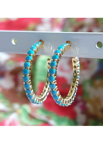 Pendientes en Plata Aro Grande Nanoturquesa Gold