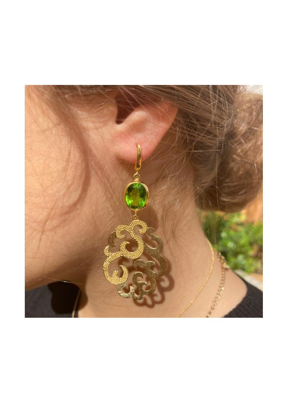 Pendientes en Plata Arab-Giol Esmeralda Gold