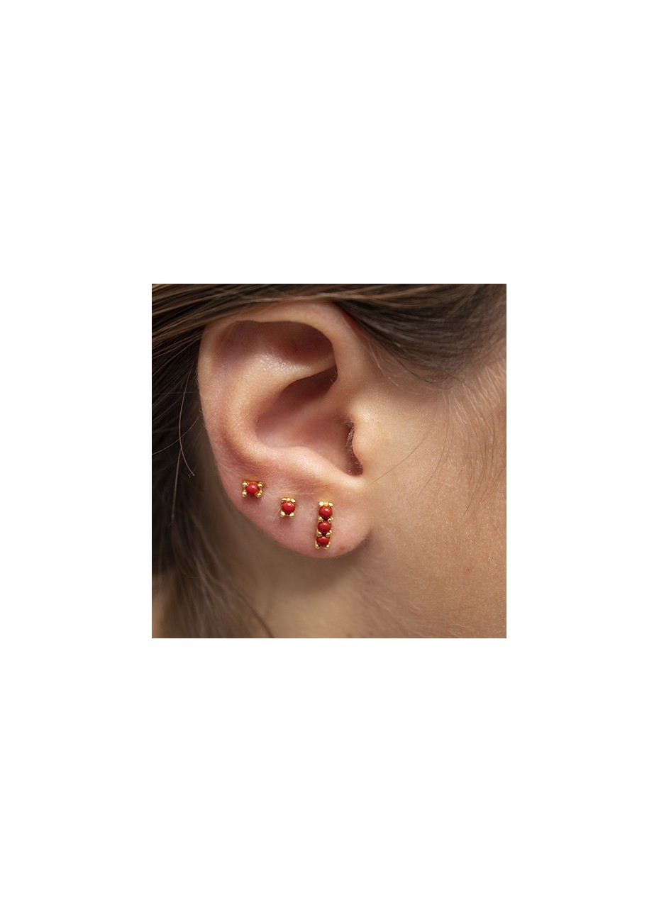 Pendientes en Plata Tre Coral Gold