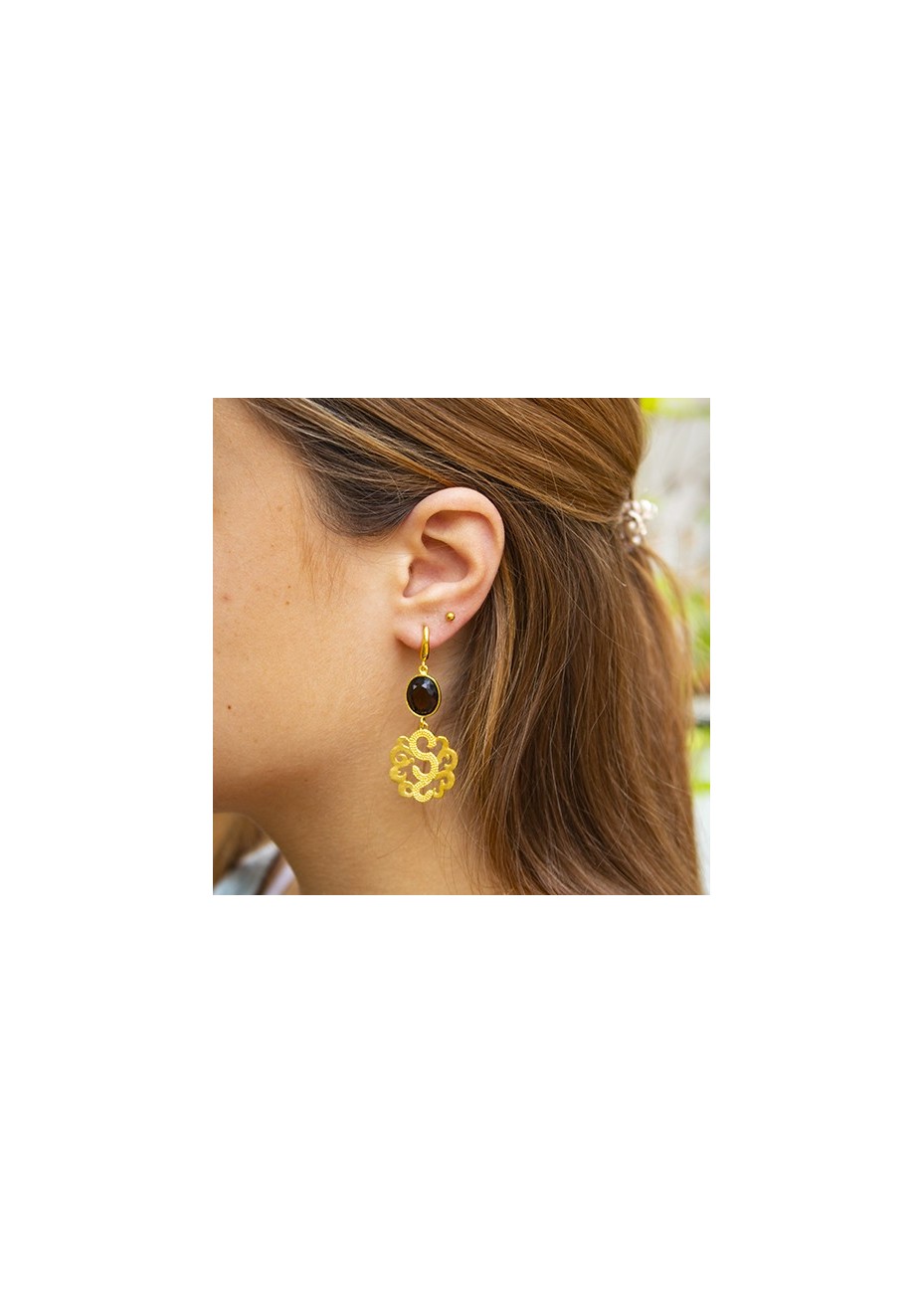 Pendientes en Plata Arabescos Medianos Fumé Oscuro Gold