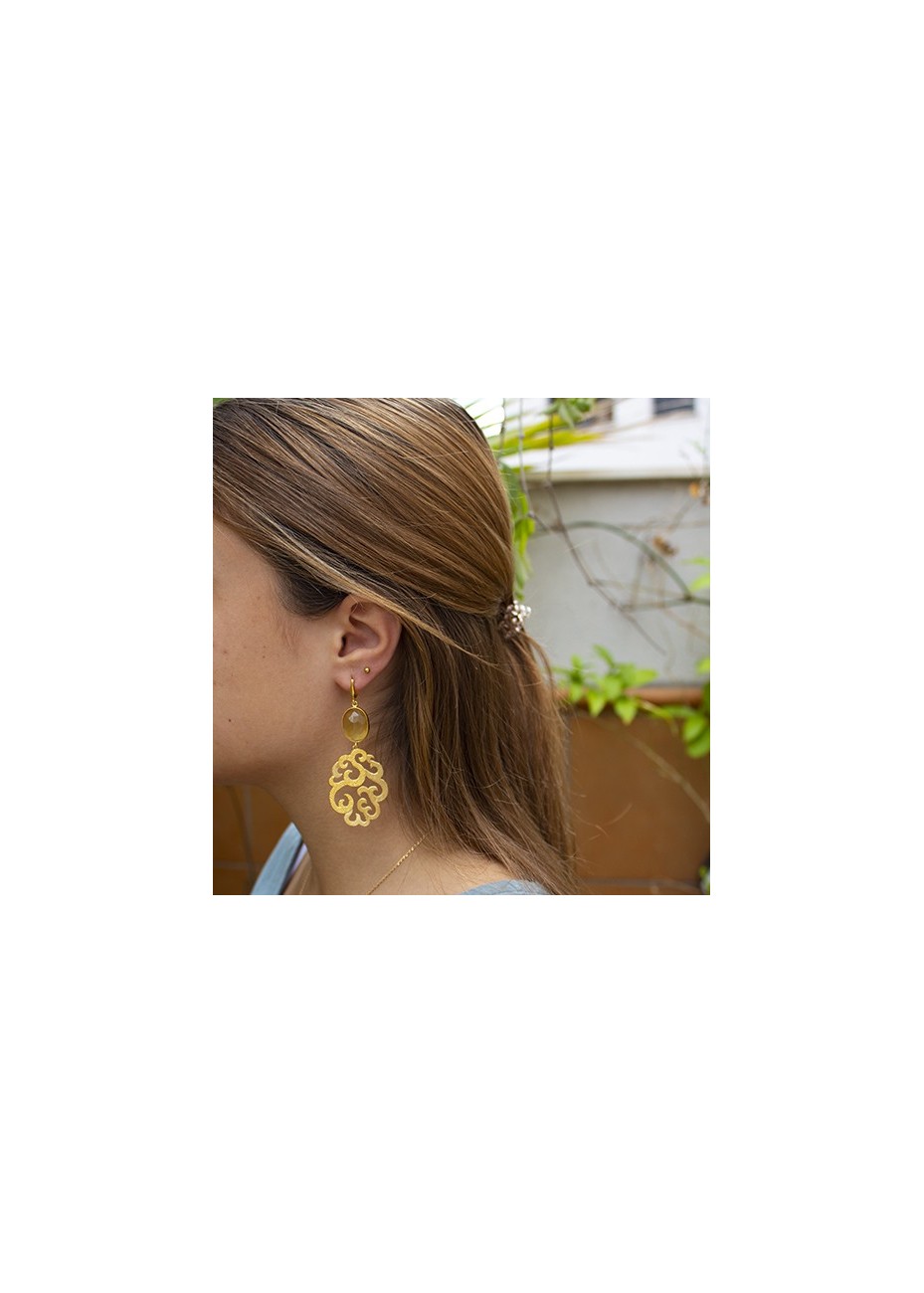 Pendientes en Plata Arabescos Mediano y Doblete Amarillo Gold