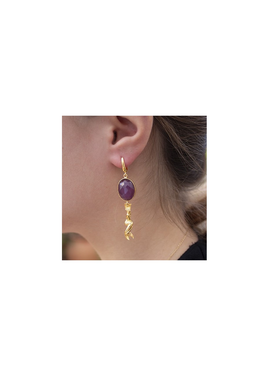 Pendientes en Plata Double+Ninfa Mora Gold