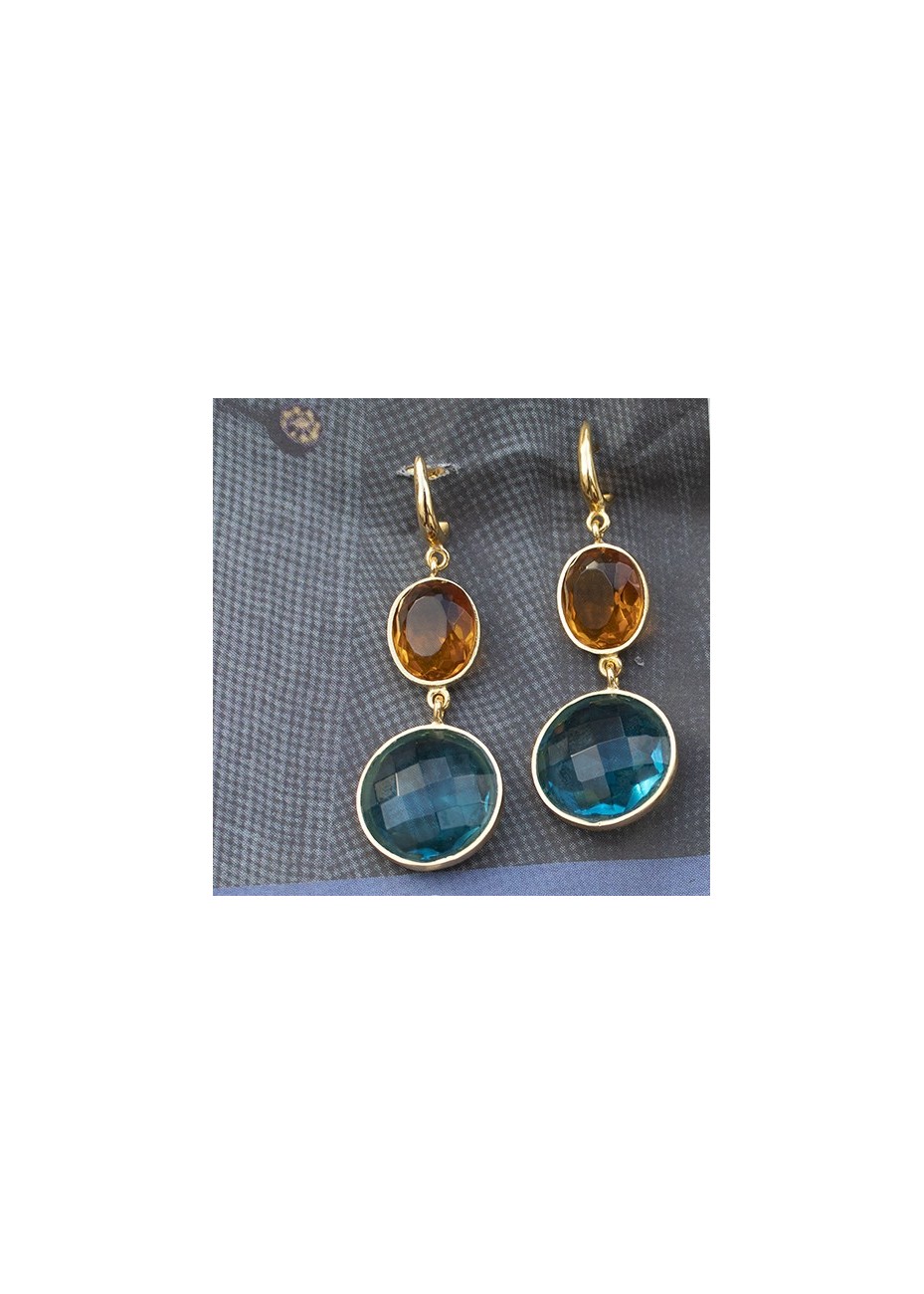 Pendientes en Plata Haly 16 Aguamarina y Citrino Gold